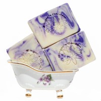 Violets Handmade Soap Lavender Purple Cream Swirls